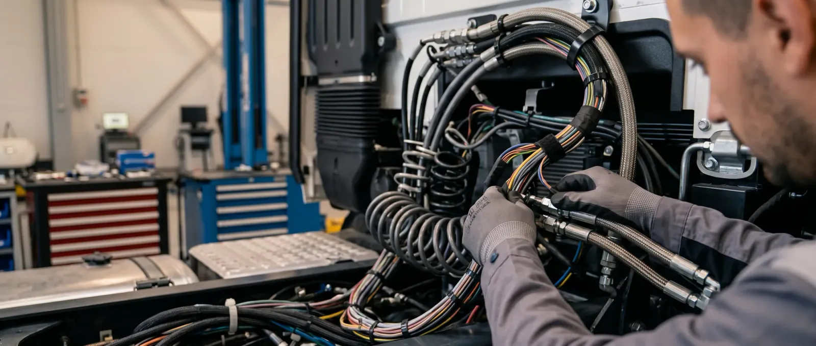 Práce na elektroinstalaci a pneumatice nástavby