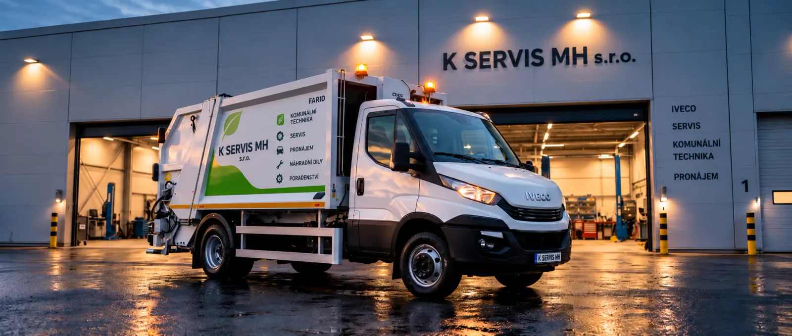 Farid Minimatic před servisní halou K SERVIS MH s.r.o.